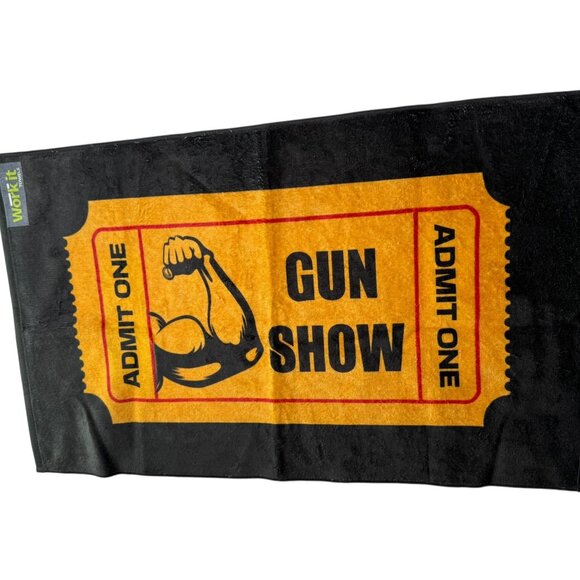Work It Towels Admit One Gun Show Small Gym Towel, Weightlifting, Crossfit Run - Picture 1 of 7